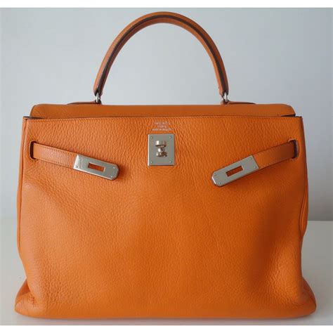 Kelly handbag Hermès Orange in Other 